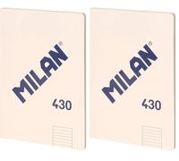 MILAN® Libreta encolada A4, papel pautado a líneas, 48 hojas A4, papel de 95gr/m², serie 1918, beige (Paquete de 2)