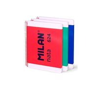 Milan - MILAN CUADERNO ESPIRAL A4 80H 95GR LISO TAPA DURA COLECCIÓN NATA® 624 SINCE 1918 SURTIDO PACK 3 UD - Color no elegible 57041E80X3