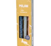 MILAN PACK 3 BOLIGRAFOS P1 TINTA AZUL SERIE LAVA COLORES SURTIDOS ESCOLAR 2025 14x7x2 Cms.
