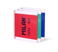 MILAN® Pack 3 cuadernos A4 con espiral y tapa dura, papel a líneas (7 mm), 80 hojas de 95 gr/m², colección MILAN nata® 624 since 1918