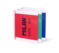MILAN® Pack 3 cuadernos A4 con espiral y tapa dura, papel cuadriculado, 80 hojas de 95gr/m², colección MILAN nata® 624 since 1918