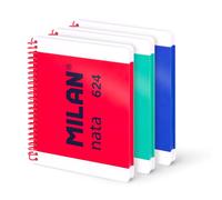 MILAN PACK 3 CUADERNOS A5 ESPIRAL T/D CUADRO 80H 95GR NATA 624 1 NATA 17x21x6 Cms.
