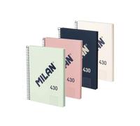 Milan serie 1918 pack de 4 cuadernos espiral formato a5 cuadricula 5x5