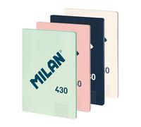 MILAN Pack 4 libretas A4 encoladas MILAN 430, pautado 7mm, 48 hojas, 95 g/m², colores surtidos