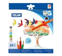 Milan pack de 24 lapices triangulares acuarelables + pincel - mina 2.9mm - trazo uniforme - resistente a la rotura - colores surtidos