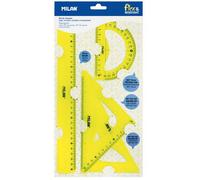 Milan pack de 4 reglas flexibles y resistentes - regla, escuadra, cart