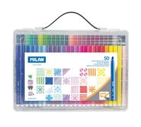 Milan pack de 50 rotuladores - maletin de transporte - punta conica de 5mm - colores surtidos