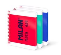 MILAN® Pack 3 cuadernos A5 con espiral y tapa dura, 80 hojas blancas de 95 gr/m², colección MILAN nata® 624 since 1918
