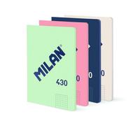 Milan paquete de 4 cuadernos a5, cuadrícula de 5 x 5 mm, 48 hojas, 95