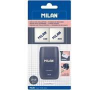 Milan Serie 1918 Afilador Compacto con Goma de Borrar y 2 Recambios, Color Azul