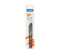 MILAN - Set de 3 Pinceles de Chungking planos con Mango Corto. Negro