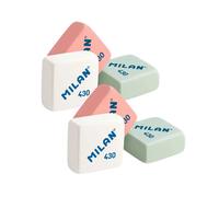 MILAN - Set de 6 Gomas de Borrar Milan 430 Tipo Miga de Pan Cuadrada. 3 Colores