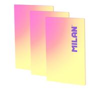 MILAN Sunset - Pack 3 Libretas A4 Encoladas. Papel Pautado 48 Hojas 95gr Amarillo
