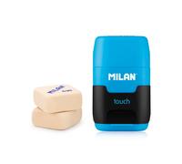 MILAN Touch - Pack Afilaborras Compact con 2 Gomas de Recambio Incluidas. Azul