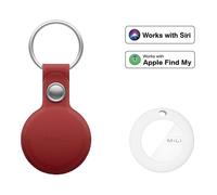 Mili pack 3 trackers mitag + funda cuero llavero rojo