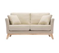 Miliboo Oslo - Sofá escandinavo desenfundable (2 plazas), color beige y madera clara