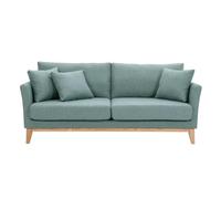 Miliboo Oslo - Sofá escandinavo desenfundable de 3 plazas de tejido verde de gris y madera clara