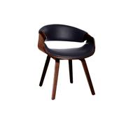 Miliboo Sillón Diseño Negro y Madera Oscura Nogal Aramis