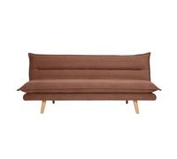 Miliboo Sofá Convertible de 3 plazas de tela de chenilla tierra quemada y madera clara Bingo