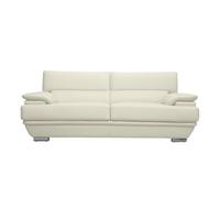 Miliboo - Sofá de cuero diseño tres plazas con cabeceros ajustables blanco EWING