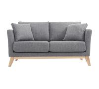Miliboo - Sofá escandinavo 2 plazas Gris Claro y Patas Madera Clara Oslo