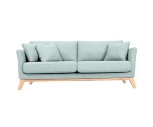Miliboo - Sofá escandinavo 3 plazas Azul Claro Patas Madera Oslo