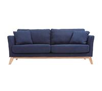 Miliboo - Sofá escandinavo 3 plazas Azul Oscuro Patas Madera Oslo