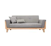 Miliboo - Sofá escandinavo de 3 plazas de tela gris y madera clara fiordo