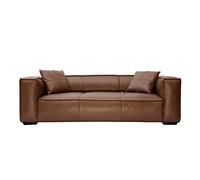 Miliboo Sofá Vintage 3 Plazas Cuero Marrón y Madera Negro Cobano