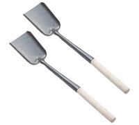 Milisten 2 Piezas Pala de Cenizas Recogedor de Metal Pequeño de Mango Largo, Madera y Metal, Cabezal Ancho, para Limpiar Cenizas en Estufas y Chimeneas de Cocina y Fogatas de Leña