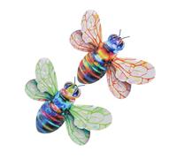 Milisten Arte de Pared de Metal Abejas Decorativas para Jardín, Set 2 Piezas (alas Verdes y Naranjas), Resistente Hierro para Exteriores, Decoración Colorida y Rústica de Patio