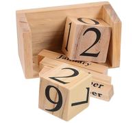 Milisten Calendario Perpetuo Diseño Europeo Práctico para Escritorio de Bloques de Madera Reutilizable y Elegante para Decoración del Hogar y Oficina