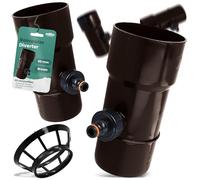 Millto™ Colector de Lluvia para Bajante y Depósito de Lluvia DN Ø90 mm 1" Marrón | Recuperador de Agua con Filtro Desagüe Drenaje de Canalón Bajada Conexión para Conector Rápido