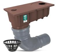 Millto Desagüe de Tubería de Lluvia Canalón Sumidero 110 mm Drenaje de Canalones Patio Rejilla Pluvial Caja Colectora Rejilla Extraíble Y Tubo Flexible 340-400 mm Marrón
