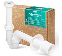 Millto Sifón Lavabo 5/4'' 32/50 mm Tipo Botella Válvula Desagüe Fregadero Una Cubeta Cocina Baño Polipropileno Blanco Cierre Hidráulico Antiolores Tubo Conexión Salida
