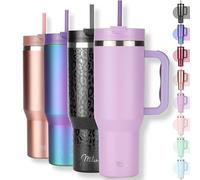 Milu Termico con Asa y Pajita 1200ml, Botella de Agua Acero Inoxidable Aislado, Taza térmica, Vaso de viaje para café helado, 24h helado / 12h caliente - 40oz (Lilac, 1200ml)