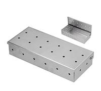 Mimdixy Caja para ahumar de Acero Inoxidable, 8,8 x 1,8 x 3,8 Pulgadas Diseño de ventilación Gadgets para Barbacoa Caja Grande astillas Accesorios Parrilla Barbacoa Parrilla Gas carbón