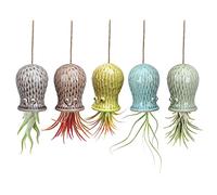 Mimeela Paquete de 5 Soportes para Plantas de Aire únicos, Bonitos para Colgar Plantas de Aire de Pulpo, macetas de cerámica Tillandsia, decoración de Pared para el hogar y la Oficina (pequeño (2 x
