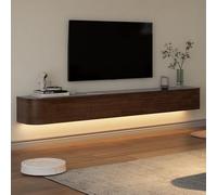 MIMRTIMI Mueble TV Suspendido Madera Maciza muebele TV con Puerta Mueble de Salon para Aparador De Almacenamiento Debajo del Televisor (Brown with Light, 240 * 30 * 20CM)