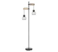 Globo Lighting Mina lámpara de pie 2x40 W negro-madera 15326-2SN