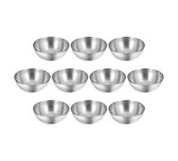 MINAOLULUS 10 Cuencos Redondos de Acero Inoxidable para Servir Condimentos, Resistentes al Calor y Uso Versátil en Cocina y Restaurante, Color Plata Elegante