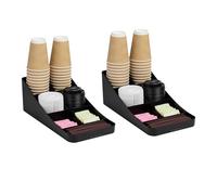 Mind Reader 2COMP7-BLK - Dispensador de tazas de café y condimentos de 7 compartimentos, organizador de encimera, juego de 2, 15.5 pulgadas de largo x 7.25 pulgadas de ancho x 5.25 pulgadas de alto,