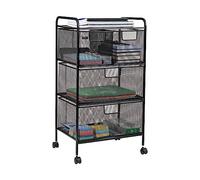Mind Reader Carrito con cajones, organizador de lavandería, carrito utilitario, baño, cocina, malla metálica, 40.6 cm de largo x 27.9 cm de ancho x 73.7 cm de alto, color negro