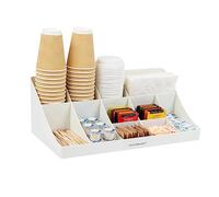 Mind Reader COMORG-WHT - Estación de café con 11 compartimentos, organizador de encimera de 2 niveles para tazas y condimentos, 17.8 pulgadas de largo x 9.5 pulgadas de ancho x 6.6 pulgadas de alto,