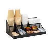 Mind Reader COMORGMESH-BLK - Organizador de 11 compartimentos para tazas de café y condimentos, malla metálica, 17.9 pulgadas de largo x 9.5 pulgadas de ancho x 6.6 pulgadas de alto, color negro