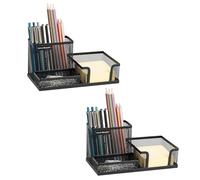 Mind Reader EMPORG2-BLK - Juego de 2 tazas, bolígrafo, lápiz, clip, soporte para chinchetas