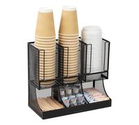 Mind Reader Organizador de almacenamiento vertical de 6 compartimentos para café, condimentos y tazas, malla de metal negro