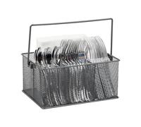 Mind Reader, Soporte de malla metálica para utensilios de cocina, organizador de cubiertos, 25,5 cm de largo x 18 cm de ancho x 12 cm de alto, Gris