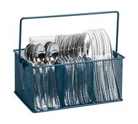 Mind Reader, Soporte de malla metálica para utensilios de cocina, organizador de cubiertos, 25,5 cm de largo x 18 cm de ancho x 12 cm de alto, Turquesa