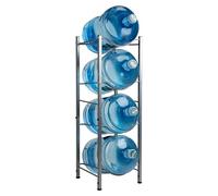 Mind Reader Soporte para jarra de agua, capacidad para cuatro jarras de 5 galones, enfriador de agua, estante, metal, 13.5 pulgadas de largo x 13.5 pulgadas de ancho x 41 pulgadas de alto, plateado